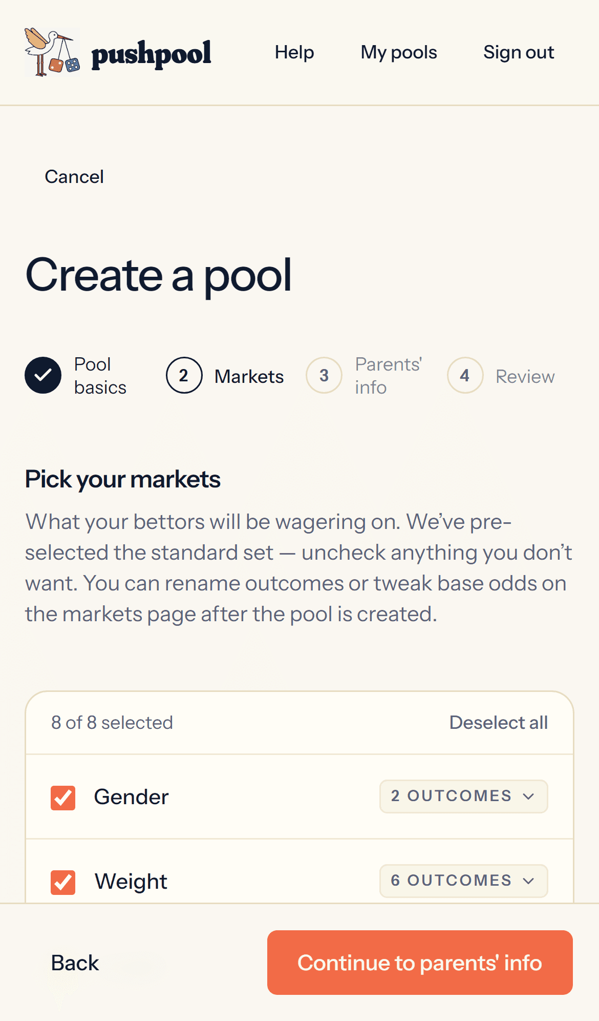 Host wizard market selection step