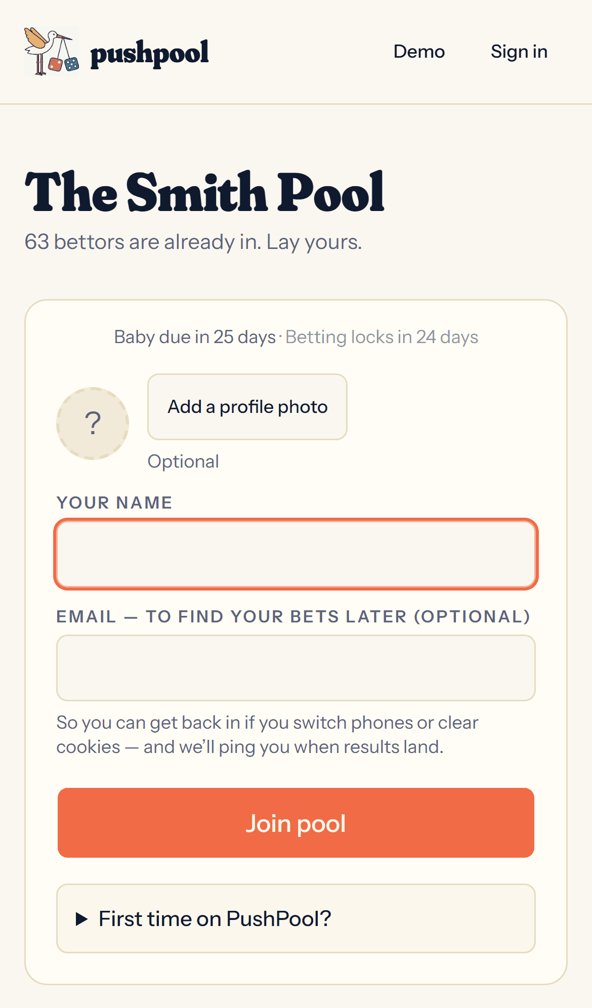 Guest join screen with countdown and social proof