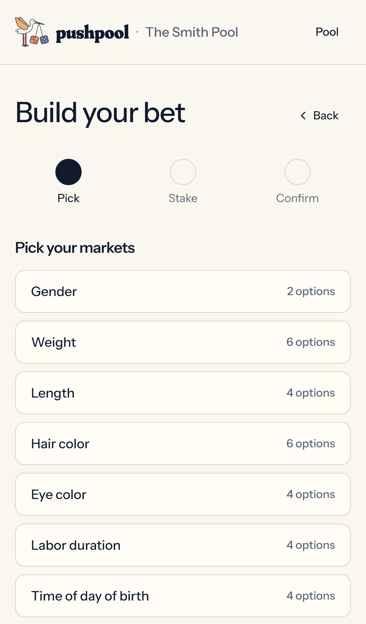 Bet placement form showing live odds and projected payout